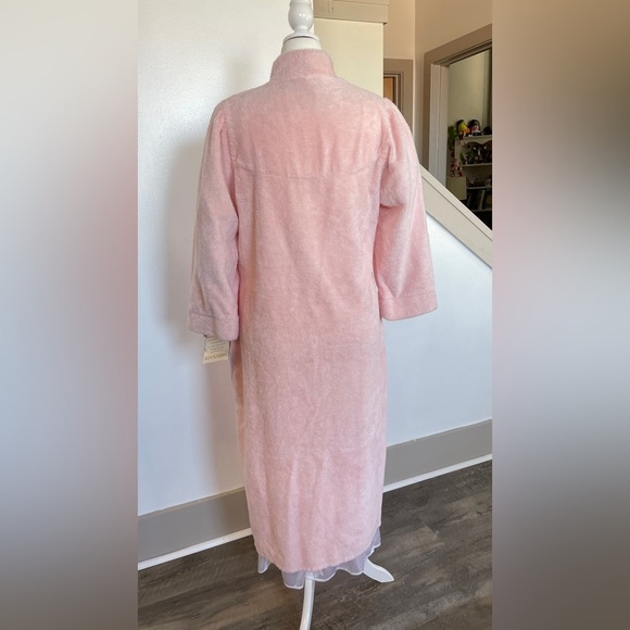 NWT Vintage Kinnaird Pink Cotton Plush Robe Housecoat Made in Ireland Medium - Picture 6 of 12